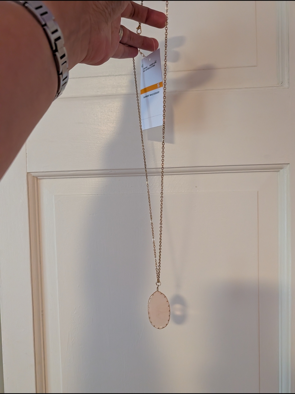 Faux Amber Oval Pendant Gold Chain Necklace NEW
